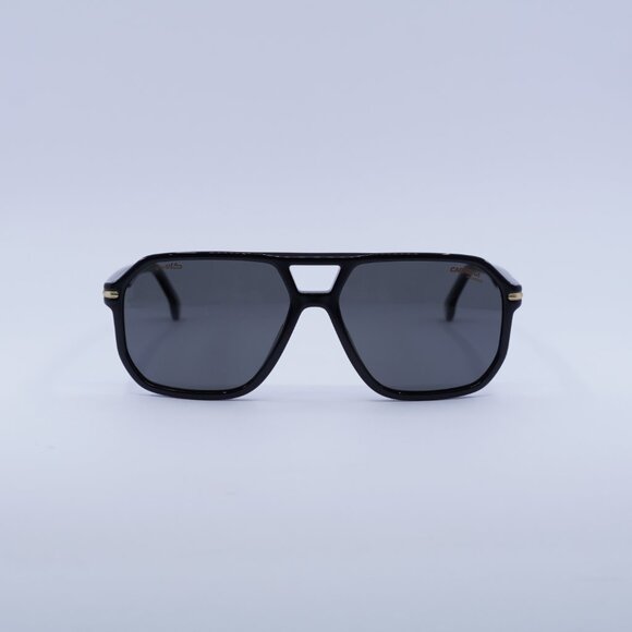 CARRERA 302/S/N 02M2 M9 Sunglasses Black Aviator Frame, Grey Polarized Lenses - Picture 2 of 10